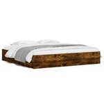 vidaXL Cadre de lit avec tiroirs sans matelas chêne fumé 180x200 cm