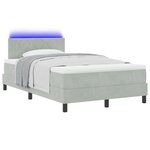 vidaXL Lit à ressort avec matelas et lumière LED Gris clair 120x200 cm Velours