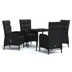 vidaXL Ensemble à manger de jardin avec coussins 5 Pièces Noir