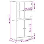 Highboard vidaXL avec portes en chêne noir 68x37x142 cm en bois d'ingénierie