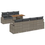 Ensemble de Sofa de Jardin 8 Pièces avec Coussins Gris Poly Rattan