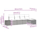 vidaXL Ensemble de 5 Canapés de Jardin avec Coussins Noir en Poly Rattan