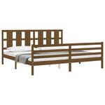 vidaXL Cadre de lit avec tête de lit marron miel 200x200cm bois massif