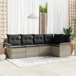 vidaXL Ensemble de canapé de jardin 5 pièces avec coussins gris clair en poly rotin