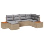Set de Canapé de Jardin vidaXL 6 Pièces avec Coussins Beige Rotin Poly Acacia