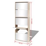 vidaXL Meuble à chaussures 5 étagères et miroir 63x17x169 5 cm Chêne