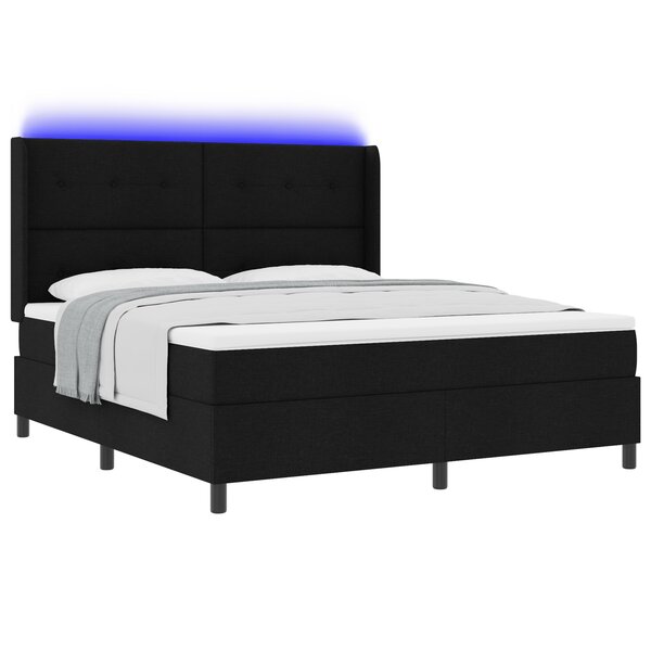 vidaXL Lit avec sommier et matelas & LED Noir 180x200 cm Tissu