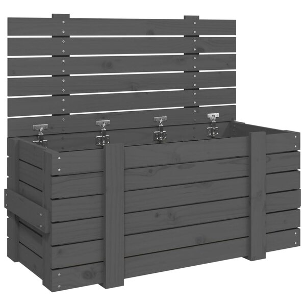 vidaXL Boîte de rangement Gris 91x40 5x42 cm Bois massif de pin