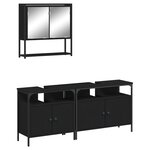 vidaXL Ensemble de meubles salle de bain 3 Pièces noir bois d'ingénierie