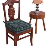Galette de chaise coussin rehausseur en coton à carreaux écossais Bleu  40 x 40 x 10 cm - HOMESCAPES