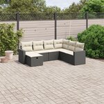 vidaXL Salon de jardin 7 Pièces avec coussins noir résine tressée