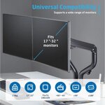 Support de table pivotant et inclinable à contrepoids Ewent pour écran/TV 16 kg - 2 bras - 17-32" - Noir