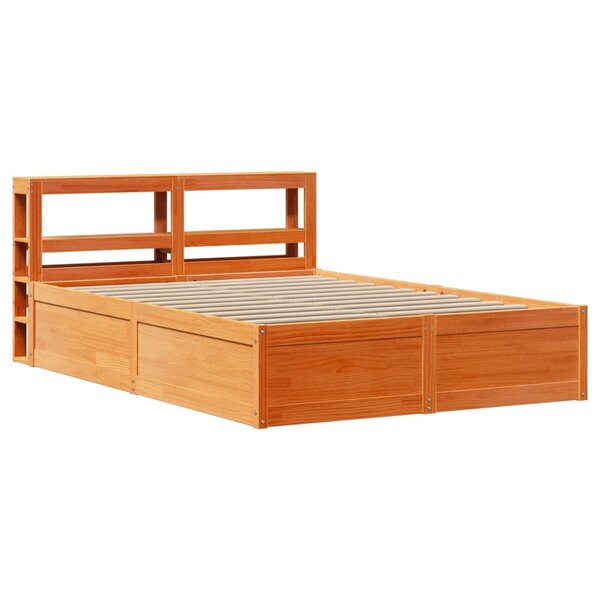 vidaXL Cadre de lit et tête de lit cire marron 150x200 cm bois de pin