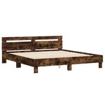vidaXL Cadre de lit avec tête de lit chêne fumé 200x200 cm