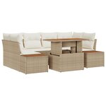 Ensemble de 6 Pièces de Canapé de Jardin avec Coussins Beige en Rattan Poly
