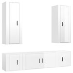 vidaXL Ensemble de meubles TV 5 Pièces Blanc brillant Bois d'ingénierie