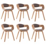 vidaXL Chaises à manger lot de 6 bois courbé et tissu taupe