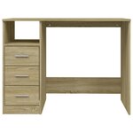 Bureau table poste de travail meuble d'ordinateur informatique étude avec tiroirs chêne sonoma 102 x 50 x 76 cm bois d'ingénierie brun 02_0023468
