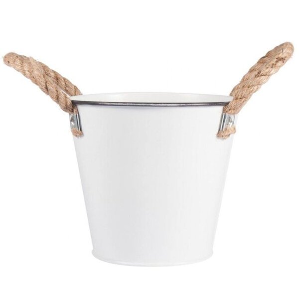 Mini seau blanc de jardin en zinc Ø 10 5 cm x 10 5 cm