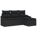vidaXL Ensemble de Canapés de Jardin 4 Pièces avec Coussins Rattan Poly Noir
