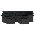 vidaXL Ensemble de Canapé de Jardin 7 Pièces avec Coussins en Poly Rattan Noir
