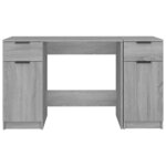vidaXL Bureau avec armoire latérale Sonoma gris Bois d'ingénierie