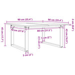 vidaXL Table basse cadre en O 90x90x45 cm bois de pin massif et fonte