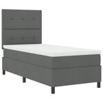 vidaXL Lit à ressorts avec matelas et lumière LED gris foncé 90x190 cm en tissu