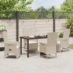 vidaXL Ensemble de salle à manger de jardin 5 pièces avec coussins Beige Rattan Poly
