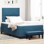 vidaXL Lit à Ressorts avec Matelas & Banc Bleu Foncé 120x200 cm Velours