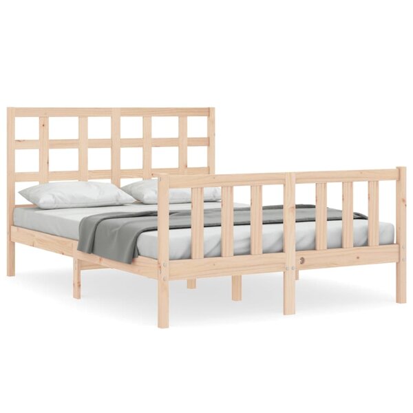 vidaXL Cadre de lit avec tête de lit 140x190 cm bois massif