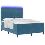 vidaXL Lit Box Spring avec Matelas & LED Bleu Foncé 160x200 cm Velours
