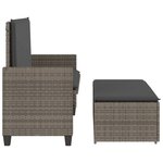 vidaXL Banc de jardin avec coussins et repose-pied gris résine tressée