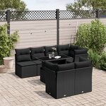 vidaXL Salon de jardin 8 Pièces avec coussins noir résine tressée