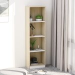 vidaXL Bibliothèque à 4 niveaux Blanc et chêne sonoma Bois ingénierie