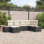 Canapés de Jardin 6 Pièces avec Coussins Noir Poly Rattan