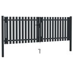 vidaXL Portail de clôture à double porte Acier 306x175 cm Anthracite