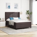 Lit Box Spring vidaXL avec Matelas & LED en Marron Foncé  140x190 cm  Tissu