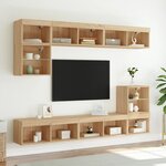 vidaXL Unités murales TV avec LED 8 Pièces chêne sonoma bois d'ingénierie