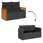 Ensemble de Canapé de Jardin 13 Pièces avec Coussins Noir Rattan Poly Acacia