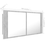 vidaXL Armoire de salle de bain à miroir LED Gris béton Acrylique