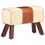vidaXL Banc saut de cheval 58 cm marron cuir véritable et manguier