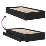vidaXL Cadre de lit avec tiroirs noir 100x200 cm bois d'ingénierie