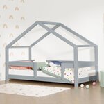 Lit cabane enfant LUCKY 120 x 190 gris