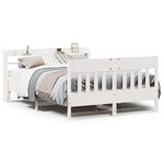 vidaXL Cadre de lit sans matelas blanc 135x190 cm bois de pin massif