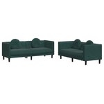 vidaXL Ensemble de canapés 2 Pièces avec coussins vert foncé velours