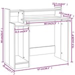 vidaXL Bureau et lumières LED Chêne fumé 97x45x90 cm Bois d'ingénierie