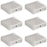 vidaXL Bouchons de poteau de clôture 6 Pièces Métal galvanisé 71x71 mm
