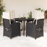 vidaXL Ensemble à manger de jardin coussins 5Pièces Noir Résine tressée