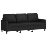 vidaXL Canapé à 3 places avec repose-pieds Noir 180 cm Velours